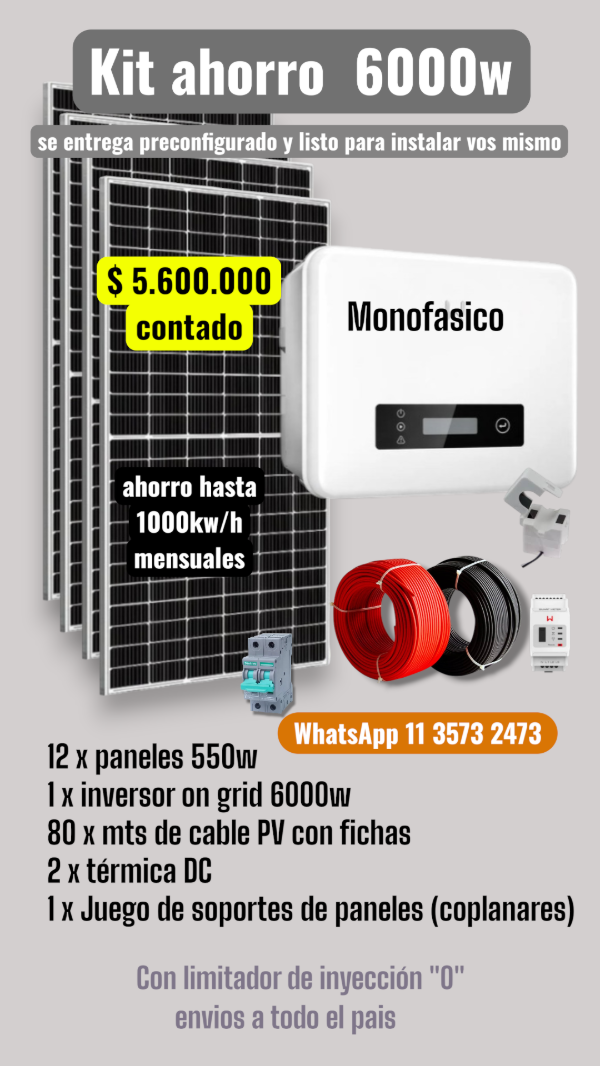 Producto - Kit Solar Ahorro 6000w  GOODWE con limitador monofásico