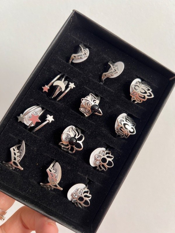 Producto - Caja de 13 anillos de acero quirurgico