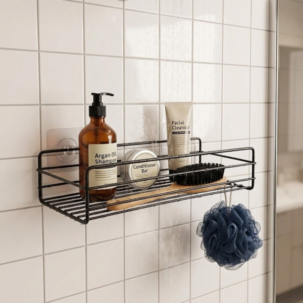 Producto - Estante Organizador De Ducha Baño Sin Taladro Negro Mate - 0