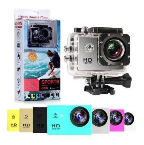 Producto - CAMARA DEPORTIVA SIMIL GO PRO-FULL HD 1080P IMPERMEABLE AMARILLA