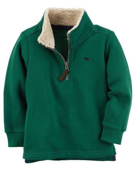 Producto - Buzo Frisado Verde con Cuello Corderito