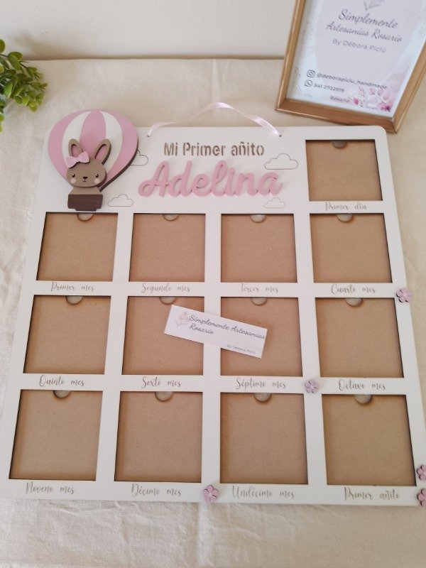 Producto - Cartel/ tablón de primer año conejita en globo - 1