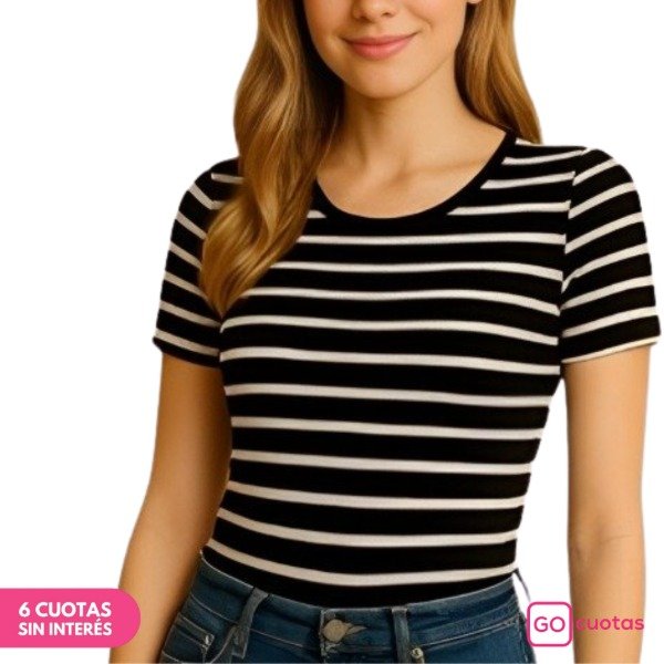 Producto - Remera Rayada Morley Premium Negra