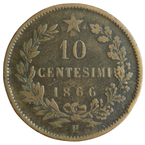Producto - Italia 10 Centesimi 1866 Ceca H - Heaton Km#11 F+