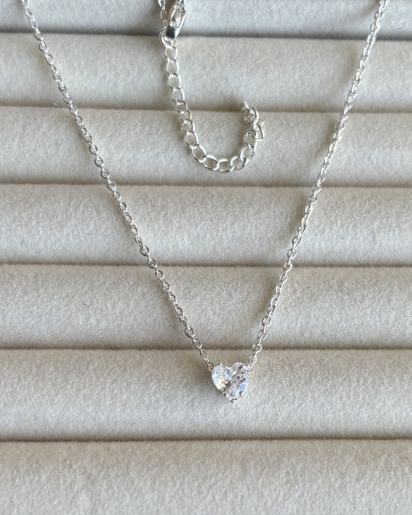Producto - Cadena corazón susanito de acero blanco 45-50cm