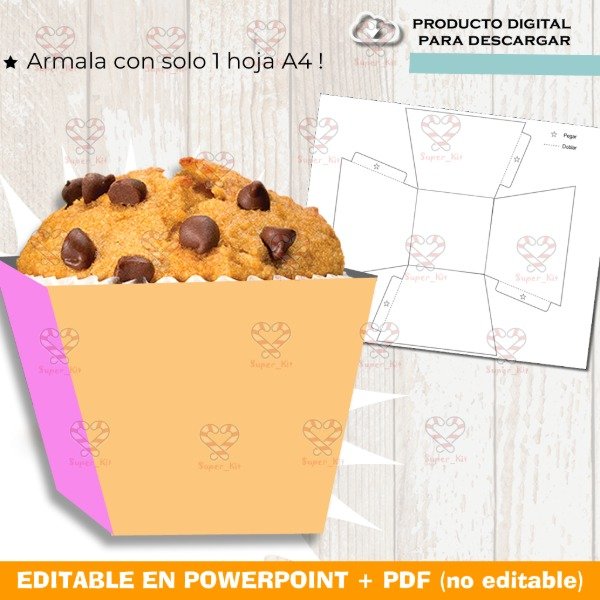 Producto - Plantilla Caja PortaCupcake Editable