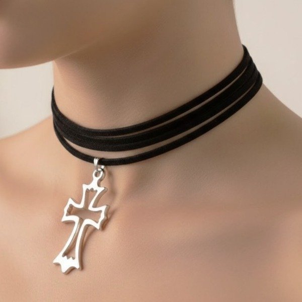 Producto - Choker Cruz Plateada
