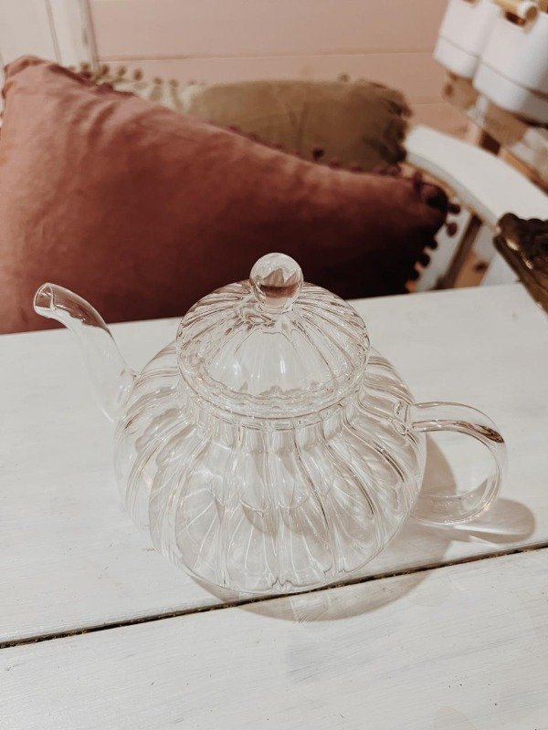 Producto - Tetera de vidrio rayado con infusor de vidrio - 700ml