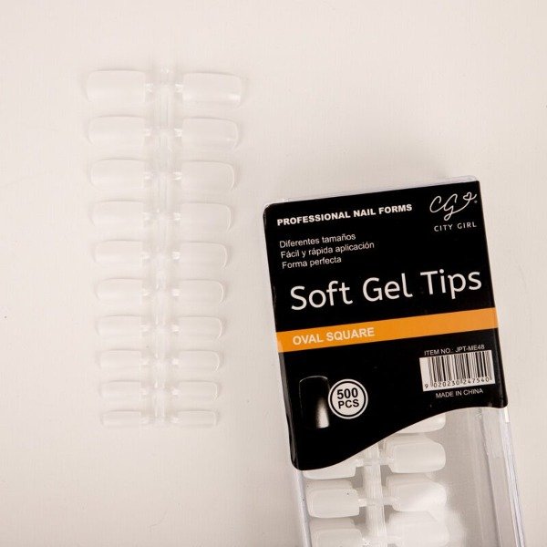 Producto - TIPS SOFT GEL CUADRADOS OVAL PRELIMADOS 500PCS CITY GIRL JPT-ME48