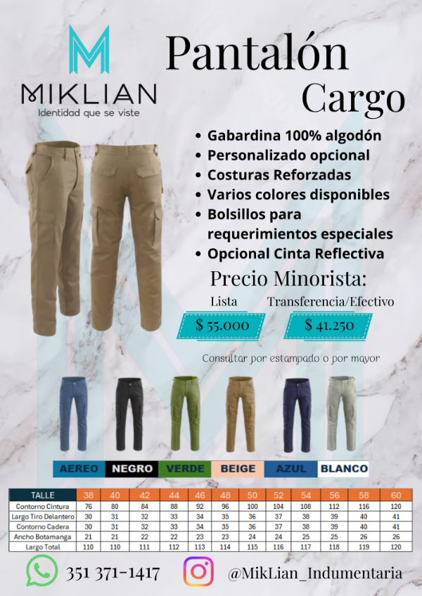 Producto - Pantalón Cargo de Gabardina