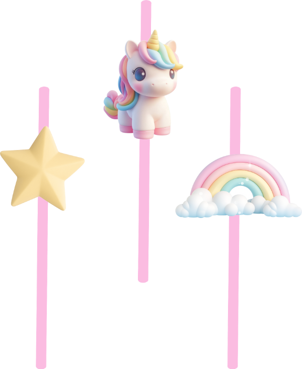 Producto - SORBETES UNICORNIO PASTEL FORMA X 10