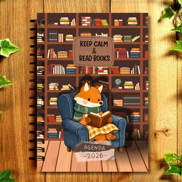 Producto - Agenda a5 - 2026 Con fechas - Ilustrada - "Zorrito Lector"