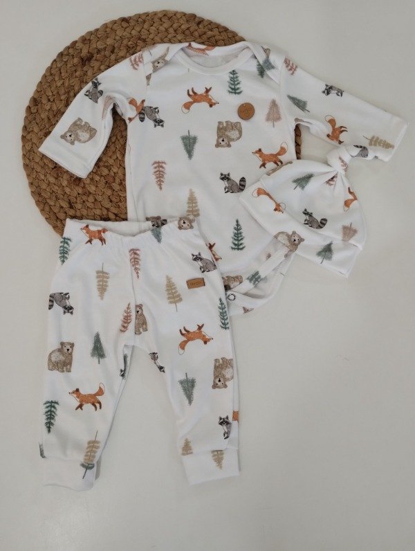 Producto - Ajuar Felipe - Body Babucha Gorro Estampado