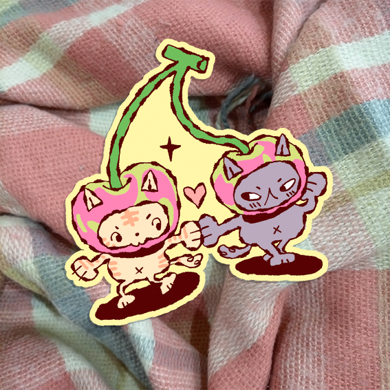 Producto - sticker vinilo frost "gatitos cereza"