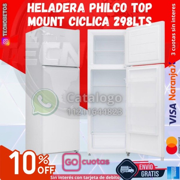 Producto - HELADERA PHILCO TOP MOUNT CICLICA 298LTS