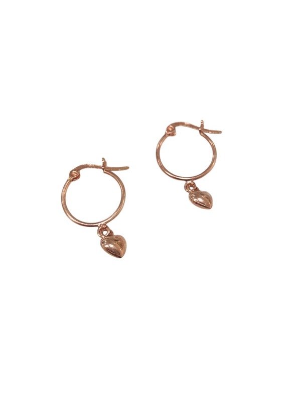 Producto - Aros Argollas Corazón inflado Plata Rose