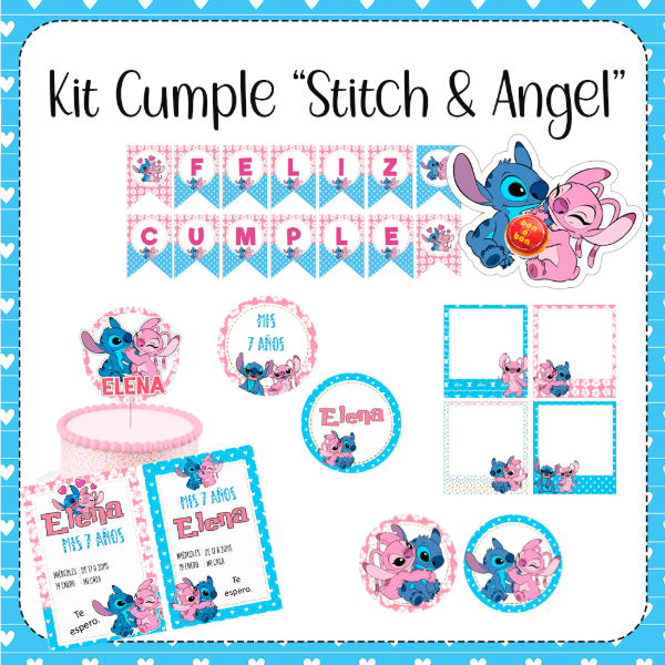 Producto - Kit Imprimible Cumpleaños Stitch Y Angel