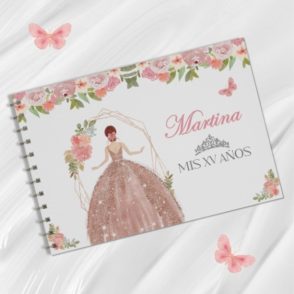 Producto - Kit Imprimible Libro De Firmas Mis 15 años - ROSA