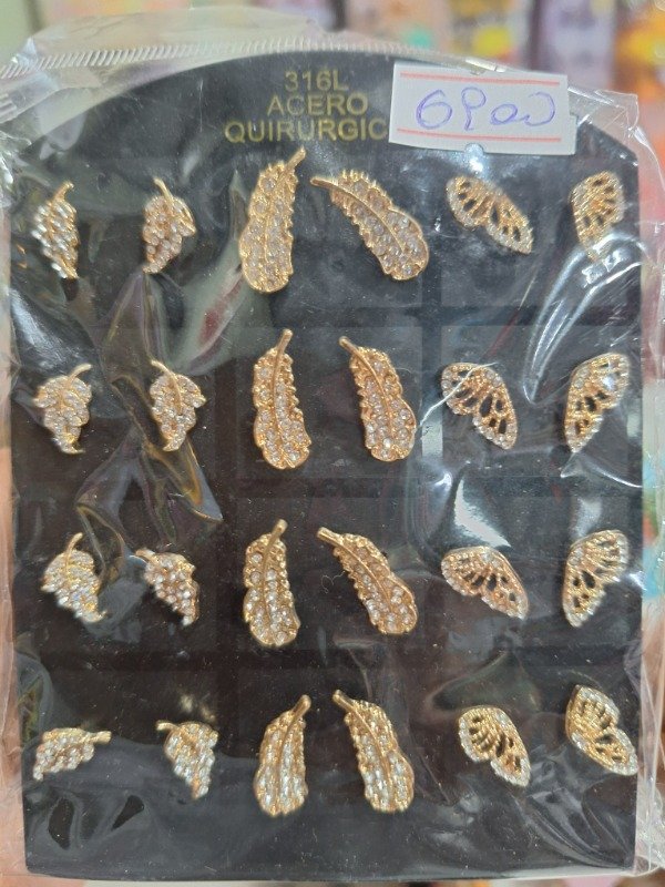 Producto - Aro dorado con stras x 12 pares