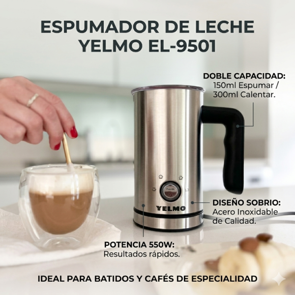 Producto - ESPUMADOR DE LECHE YELMO 150/300ML 550W EL-9501