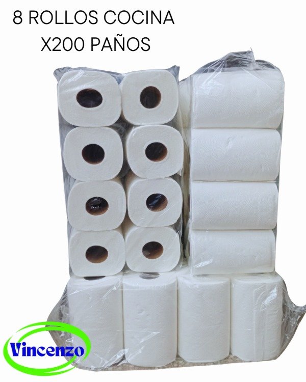 Producto - 3 BOLSONES ROLLOS COCINA 8X200 PAÑOS