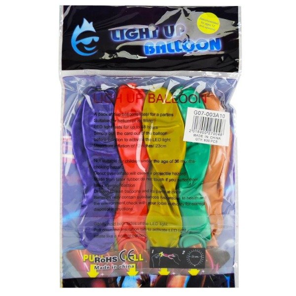 Producto - Globos Luz Led Luminosos Colores Varios Fiestas Pack x5