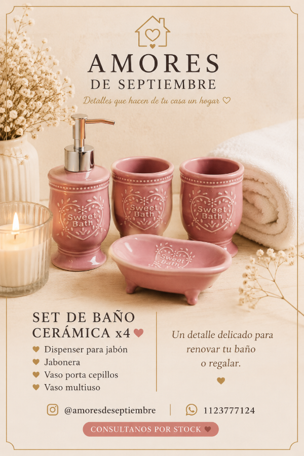 Producto - Set de baño cerámica estilo romántico y vintage