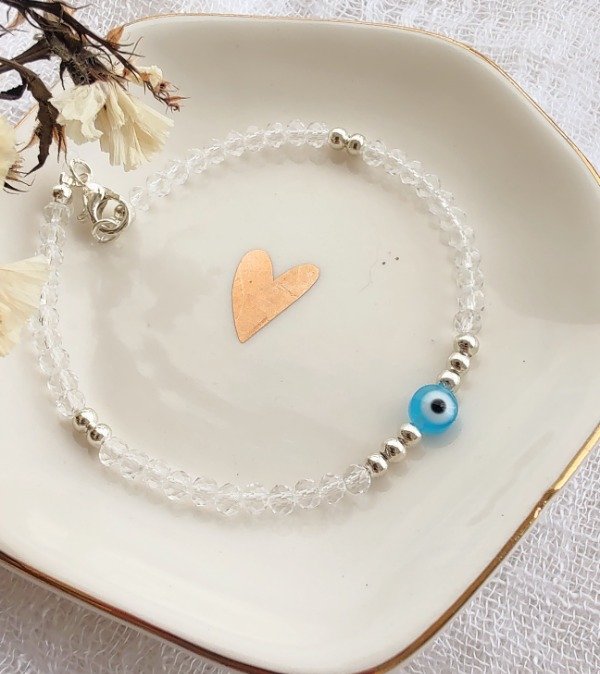 Producto - Pulsera cristal ojito de acero blanco