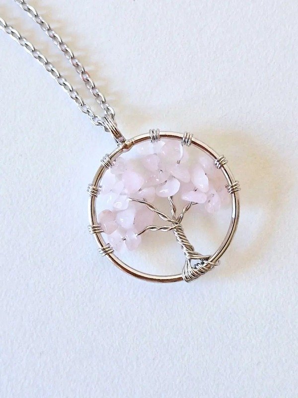 Producto - Collar Árbol De La Vida Cuarzo Rosa Amor - 3
