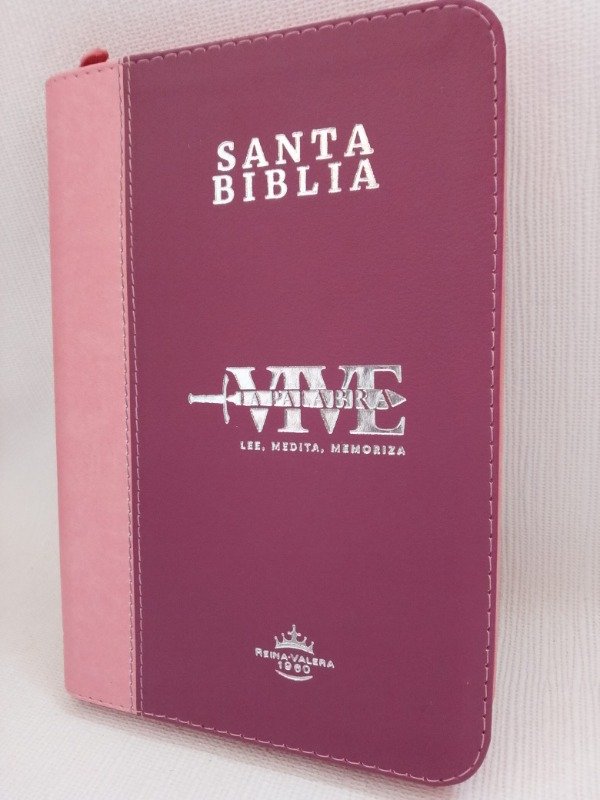 Producto - Biblia Reina Valera 1960 letra grande con cierre Rosa canto plateado