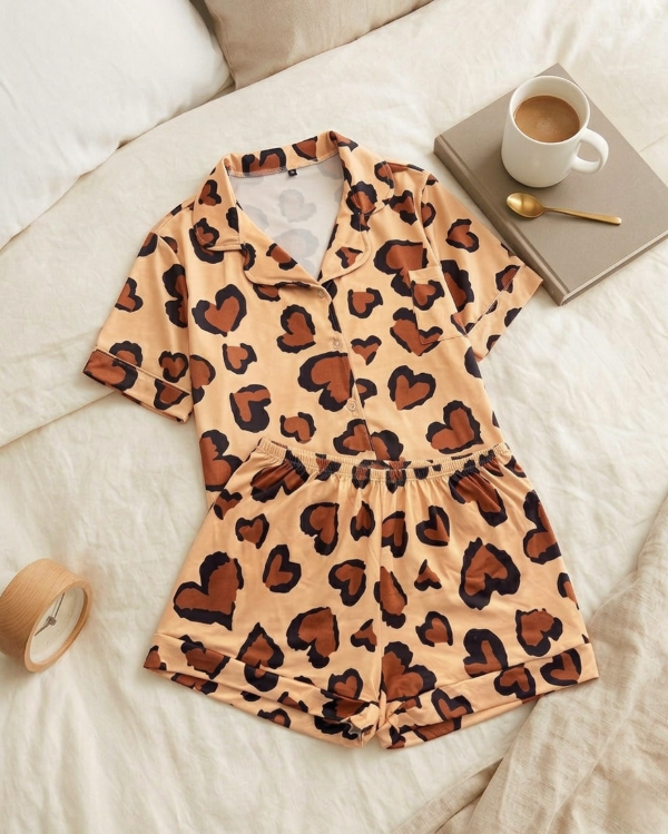 Producto - Pijama camisero animal print corazón