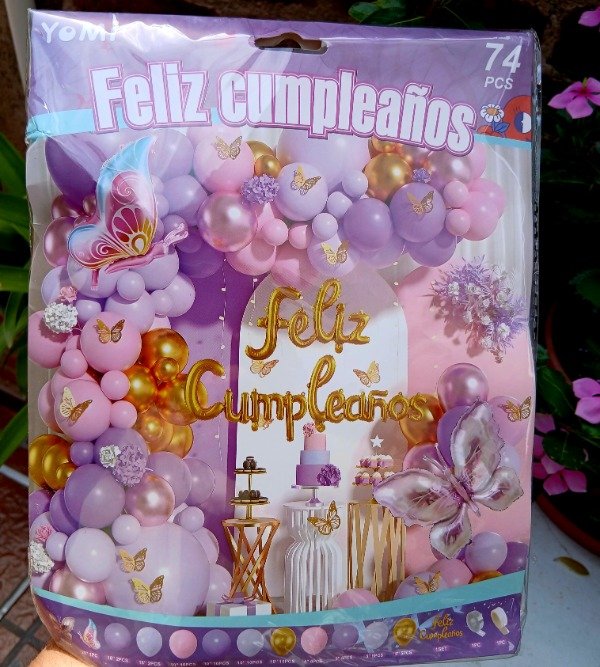 Producto - Sets globos color pastel y mariposas/ plateado 74 piezas