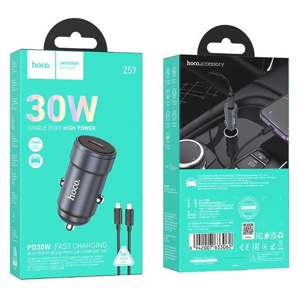Producto - HOCO - Z57 Cargador Auto Single Port 30W (C to iP) - 0