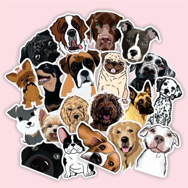 Producto - Pack 20 Stickers Vinilo Uv Premium - Perritos