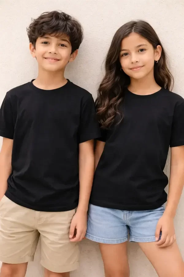Producto - Remera Negra Lisa  Algodón Premium Apta para Estampar (LISAREÑMC4)