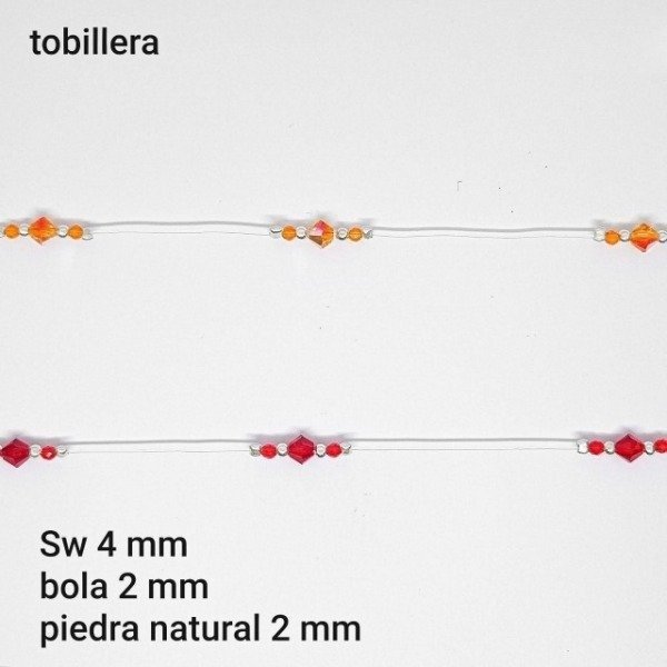 Producto - TOB #FP - Tobillera piedra natural y cristal sw con bola 2mm (DOLAR)