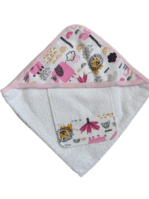 Producto - Toallón con babita rosa elefante