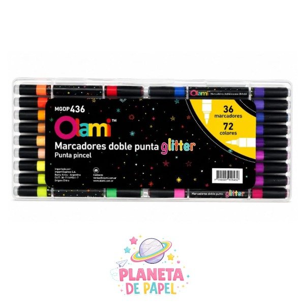 Producto - MARCADORES GLITTER DOBLE PUNTA PINCEL 36 MARCADORES 72 COLORES - 0