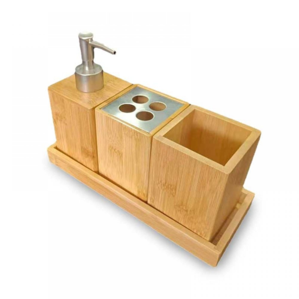 Producto - JGO BAÑO BAMBOO 4 PIEZAS 24X9X19CM
