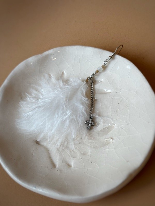 Producto - Aros Pluma Blanca Personalizado