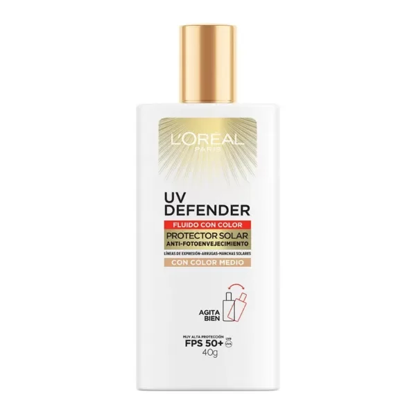 Producto - Protector solar uv defender fluido tono medio fps50+ 40 gr