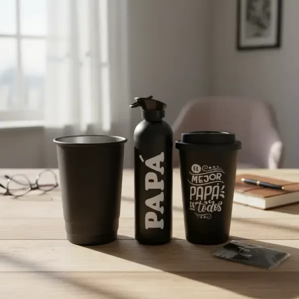 Producto - Combo Box Vaso Aluminio + Botella + Vaso Cafe Dia Del Padre