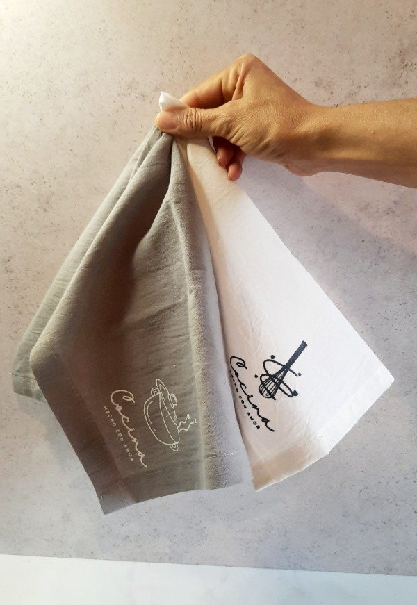 Producto - Paños de tusor artesanales cocina hecha con amor - Pack por 2 unidades