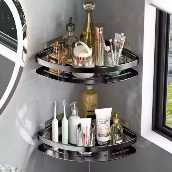 Producto - Organizador Baño Esquinero Curvo Acero Negro
