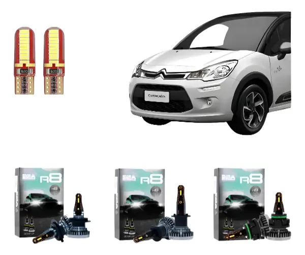 Producto - Kit Cree Led R8 Luz Baja Alta Y Antiniebla Citroen C3 2013-2022