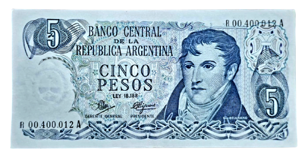 Producto - 5 Pesos Ley REPOSICIÓN (Mancini-Brignone) Num. Bajo Bott.2324 XF++