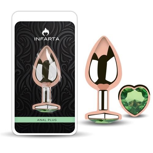 Producto - ANAL PLUG HEART LOVE ROSE METAL SMALL DARK GREEN