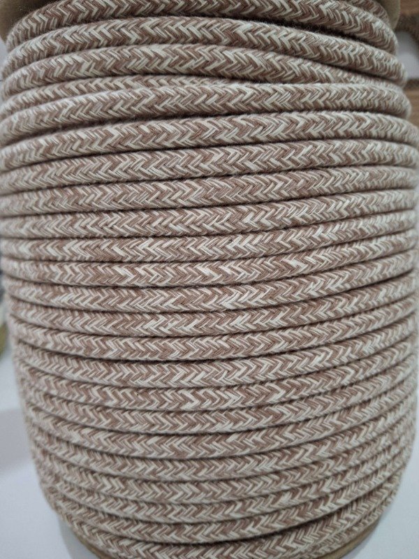 Producto - Cordon de algodón trenzado 7mm JASPEADO VISON Y CRUDO