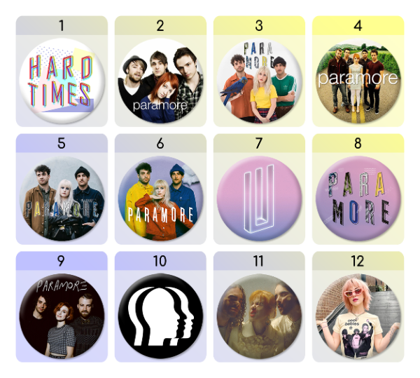 Producto - Paramore - Pines a elección