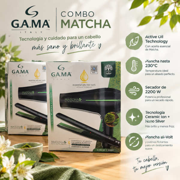 Producto - COMBO GAMA PLANCHITA DE PELO + SECADOR MATCHA 2200W